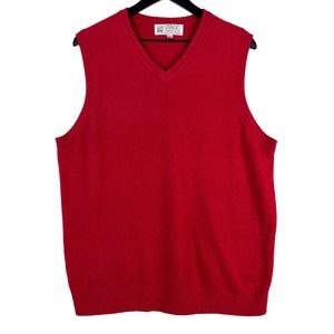 Jack Scotland Mens (XL) 100% Cashmere V-Neck Sweater Vest Red FLAWS